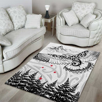 New Zealand Kea Bird Area Rug Maori Tattoo and Silver Fern White Color LT03 - Polynesian Pride