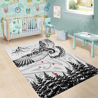 New Zealand Kea Bird Area Rug Maori Tattoo and Silver Fern White Color LT03 - Polynesian Pride