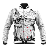 New Zealand Kea Bird Baseball Jacket Maori Tattoo and Silver Fern White Color LT03 Unisex White - Polynesian Pride