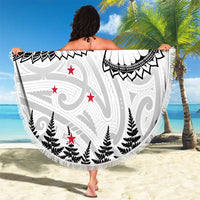 New Zealand Kea Bird Beach Blanket Maori Tattoo and Silver Fern White Color LT03 - Polynesian Pride