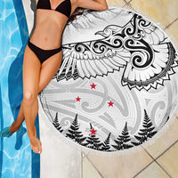New Zealand Kea Bird Beach Blanket Maori Tattoo and Silver Fern White Color LT03 - Polynesian Pride