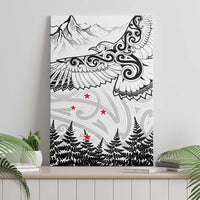 New Zealand Kea Bird Canvas Wall Art Maori Tattoo and Silver Fern White Color LT03 - Polynesian Pride