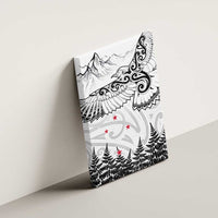 New Zealand Kea Bird Canvas Wall Art Maori Tattoo and Silver Fern White Color LT03 - Polynesian Pride