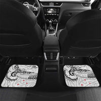 New Zealand Kea Bird Car Mats Maori Tattoo and Silver Fern White Color LT03 Set 2pcs - Back White - Polynesian Pride