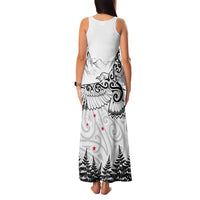 New Zealand Kea Bird Family Matching Tank Maxi Dress and Hawaiian Shirt Maori Tattoo and Silver Fern White Color LT03 - Polynesian Pride