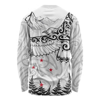 New Zealand Kea Bird Long Sleeve Shirt Maori Tattoo and Silver Fern White Color LT03 - Polynesian Pride