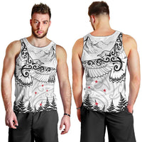 New Zealand Kea Bird Men Tank Top Maori Tattoo and Silver Fern White Color LT03 - Polynesian Pride