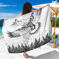 New Zealand Kea Bird Sarong Maori Tattoo and Silver Fern White Color LT03 One Size 44 x 66 inches White - Polynesian Pride