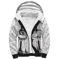 New Zealand Kea Bird Sherpa Hoodie Maori Tattoo and Silver Fern White Color LT03 Unisex White - Polynesian Pride