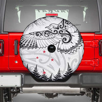 New Zealand Kea Bird Spare Tire Cover Maori Tattoo and Silver Fern White Color LT03 - Polynesian Pride