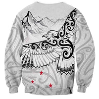 New Zealand Kea Bird Sweatshirt Maori Tattoo and Silver Fern White Color LT03 - Polynesian Pride