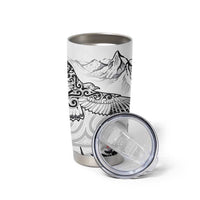 New Zealand Kea Bird Tumbler Cup Maori Tattoo and Silver Fern White Color LT03 - Polynesian Pride