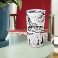 New Zealand Kea Bird Tumbler Cup Maori Tattoo and Silver Fern White Color LT03 - Polynesian Pride