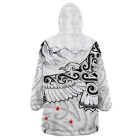 New Zealand Kea Bird Wearable Blanket Hoodie Maori Tattoo and Silver Fern White Color LT03 - Polynesian Pride