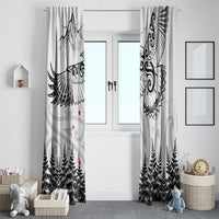 New Zealand Kea Bird Window Curtain Maori Tattoo and Silver Fern White Color LT03 - Polynesian Pride