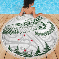 New Zealand Kea Bird Beach Blanket Maori Tattoo and Silver Fern Green Color LT03 - Polynesian Pride