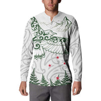 New Zealand Kea Bird Button Sweatshirt Maori Tattoo and Silver Fern Green Color LT03 - Polynesian Pride