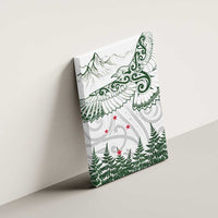 New Zealand Kea Bird Canvas Wall Art Maori Tattoo and Silver Fern Green Color LT03 - Polynesian Pride