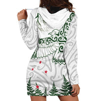 New Zealand Kea Bird Hoodie Dress Maori Tattoo and Silver Fern Green Color LT03 - Polynesian Pride