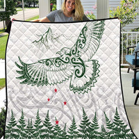 New Zealand Kea Bird Quilt Maori Tattoo and Silver Fern Green Color LT03 White - Polynesian Pride