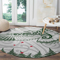 New Zealand Kea Bird Round Carpet Maori Tattoo and Silver Fern Green Color LT03 - Polynesian Pride