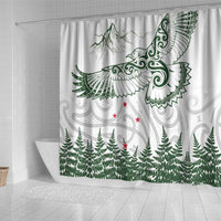 New Zealand Kea Bird Shower Curtain Maori Tattoo and Silver Fern Green Color LT03 - Polynesian Pride
