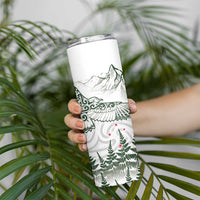 New Zealand Kea Bird Skinny Tumbler Maori Tattoo and Silver Fern Green Color LT03 - Polynesian Pride