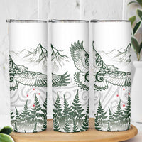 New Zealand Kea Bird Skinny Tumbler Maori Tattoo and Silver Fern Green Color LT03 - Polynesian Pride