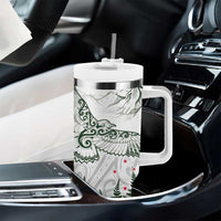 New Zealand Kea Bird Tumbler With Handle Maori Tattoo and Silver Fern Green Color LT03 - Polynesian Pride