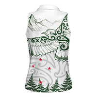 New Zealand Kea Bird Women Sleeveless Polo Shirt Maori Tattoo and Silver Fern Green Color LT03 - Polynesian Pride