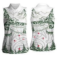 New Zealand Kea Bird Women Sleeveless Polo Shirt Maori Tattoo and Silver Fern Green Color LT03 - Polynesian Pride