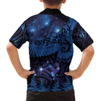 New Zealand Kea Bird Family Matching Off Shoulder Short Dress and Hawaiian Shirt Maori Tattoo and Silver Fern Matariki Style LT03 - Polynesian Pride