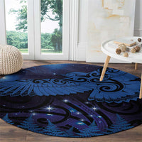 New Zealand Kea Bird Round Carpet Maori Tattoo and Silver Fern Matariki Style LT03 - Polynesian Pride