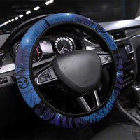 New Zealand Kea Bird Steering Wheel Cover Maori Tattoo and Silver Fern Matariki Style LT03 Universal Fit Blue - Polynesian Pride