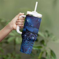 New Zealand Kea Bird Tumbler With Handle Maori Tattoo and Silver Fern Matariki Style LT03 - Polynesian Pride