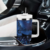 New Zealand Kea Bird Tumbler With Handle Maori Tattoo and Silver Fern Matariki Style LT03 - Polynesian Pride