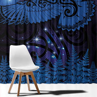 New Zealand Kea Bird Window Curtain Maori Tattoo and Silver Fern Matariki Style LT03 - Polynesian Pride