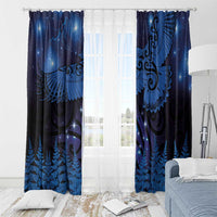 New Zealand Kea Bird Window Curtain Maori Tattoo and Silver Fern Matariki Style LT03 - Polynesian Pride
