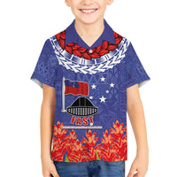 FAST Party Samoa Family Matching Off Shoulder Maxi Dress and Hawaiian Shirt Ula Fala Teuila Polynesian Tapa Pattern LT03 Son's Shirt Blue - Polynesian Pride