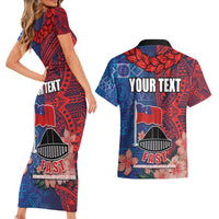 CHOGM FAST Samoa 2024 Couples Matching Short Sleeve Bodycon Dress and Hawaiian Shirt Samoan Tapa Tribal and Ornament Pattern with Hibiscus LT03 - Polynesian Pride