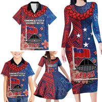 CHOGM FAST Samoa 2024 Family Matching Long Sleeve Bodycon Dress and Hawaiian Shirt Samoan Tapa Tribal and Ornament Pattern with Hibiscus LT03 - Polynesian Pride