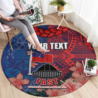 CHOGM FAST Samoa 2024 Round Carpet Samoan Tapa Tribal and Ornament Pattern with Hibiscus