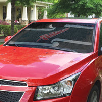 New Zealand Christmas Auto Sun Shade Meri Kirihimete Silver Fern Knit Style Red Color LT03 - Polynesian Pride