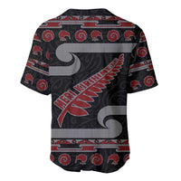 New Zealand Christmas Baseball Jersey Meri Kirihimete Silver Fern Knit Style Red Color LT03 - Polynesian Pride