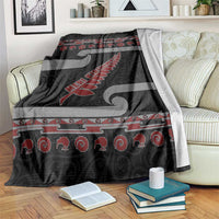 New Zealand Christmas Blanket Meri Kirihimete Silver Fern Knit Style Red Color LT03 Red - Polynesian Pride