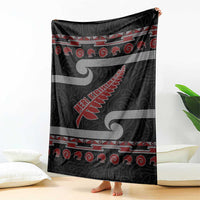 New Zealand Christmas Blanket Meri Kirihimete Silver Fern Knit Style Red Color LT03 - Polynesian Pride
