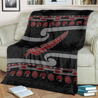 New Zealand Christmas Blanket Meri Kirihimete Silver Fern Knit Style Red Color LT03 - Polynesian Pride