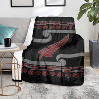 New Zealand Christmas Blanket Meri Kirihimete Silver Fern Knit Style Red Color LT03 - Polynesian Pride