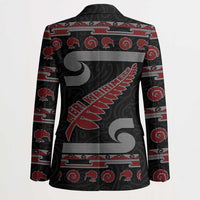 New Zealand Christmas Blazer Meri Kirihimete Silver Fern Knit Style Red Color LT03 - Polynesian Pride
