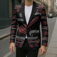 New Zealand Christmas Blazer Meri Kirihimete Silver Fern Knit Style Red Color LT03 - Polynesian Pride